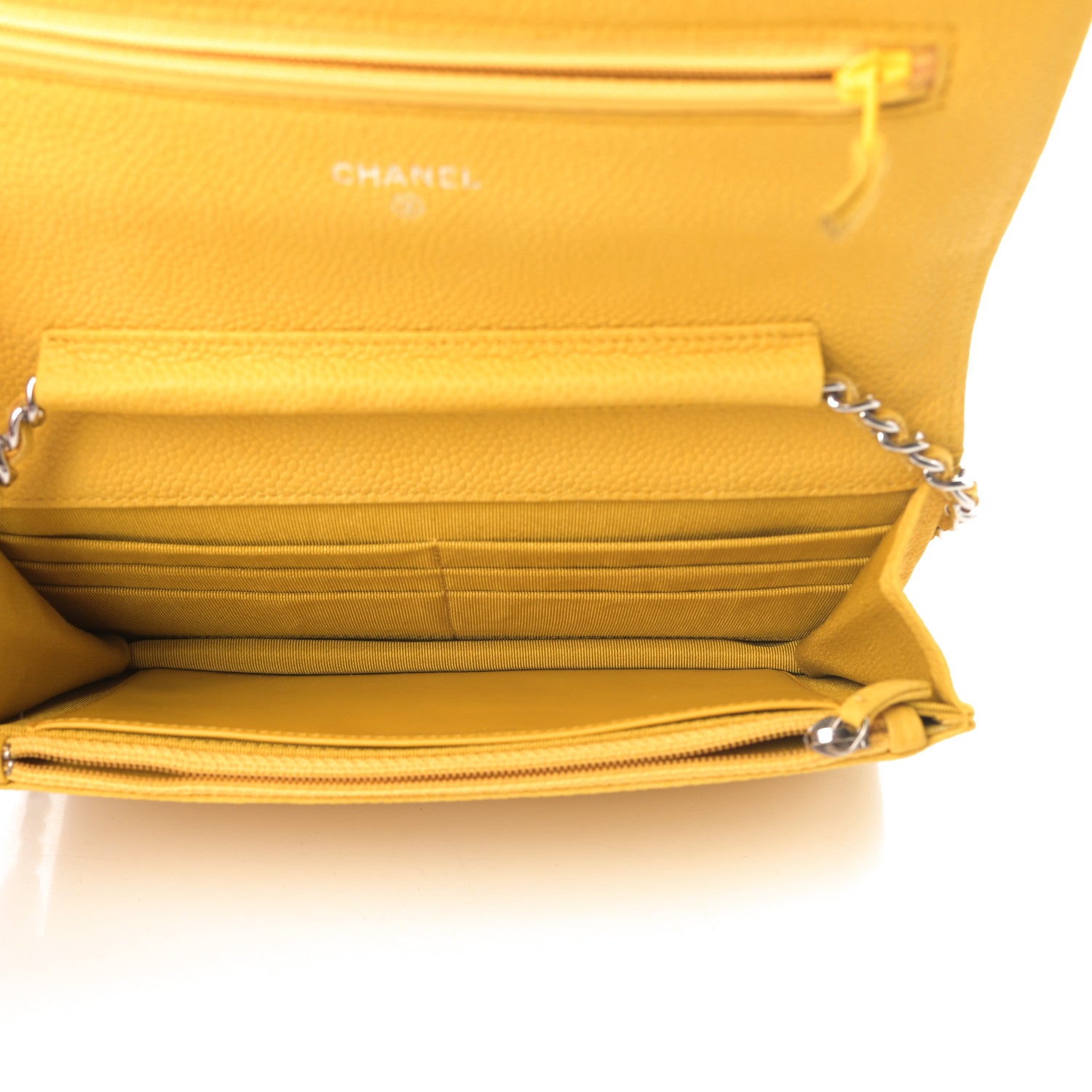 Chanel Iridescent Caviar Quilted Wallet on Chain WOC Yellow 5 of 14