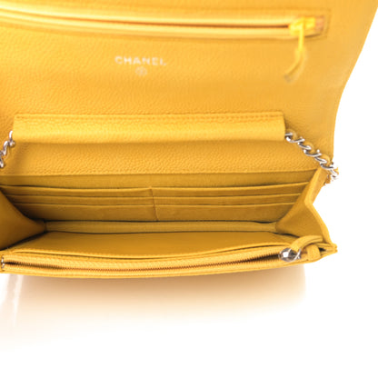Chanel Iridescent Caviar Quilted Wallet on Chain WOC Yellow 5 of 14