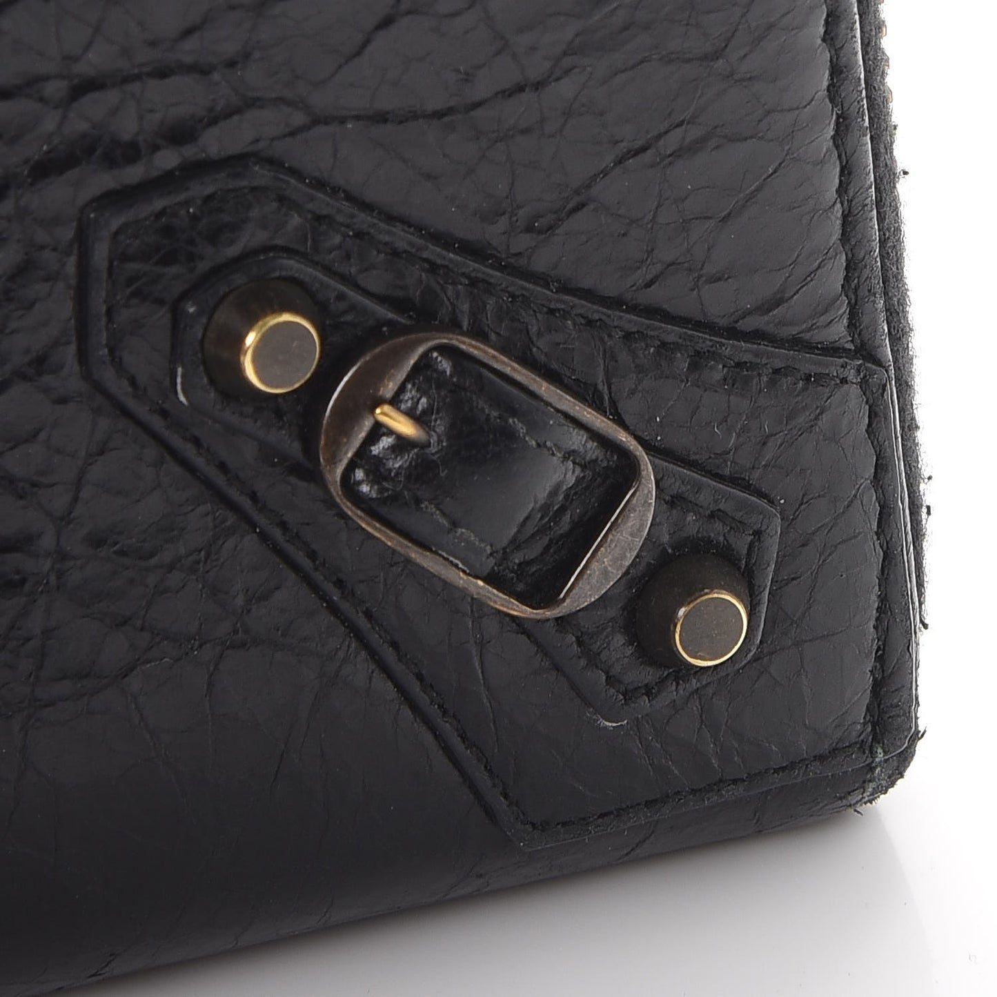 Agneau Classic Hardware Continental Zip Around Wallet Black
