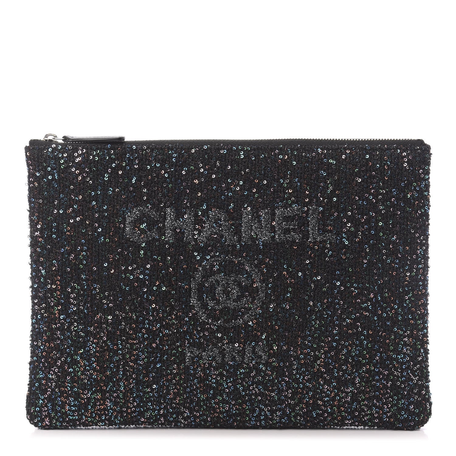 Chanel Canvas Sequin Medium Deauville Cosmetic Pouch Black 1 of 11