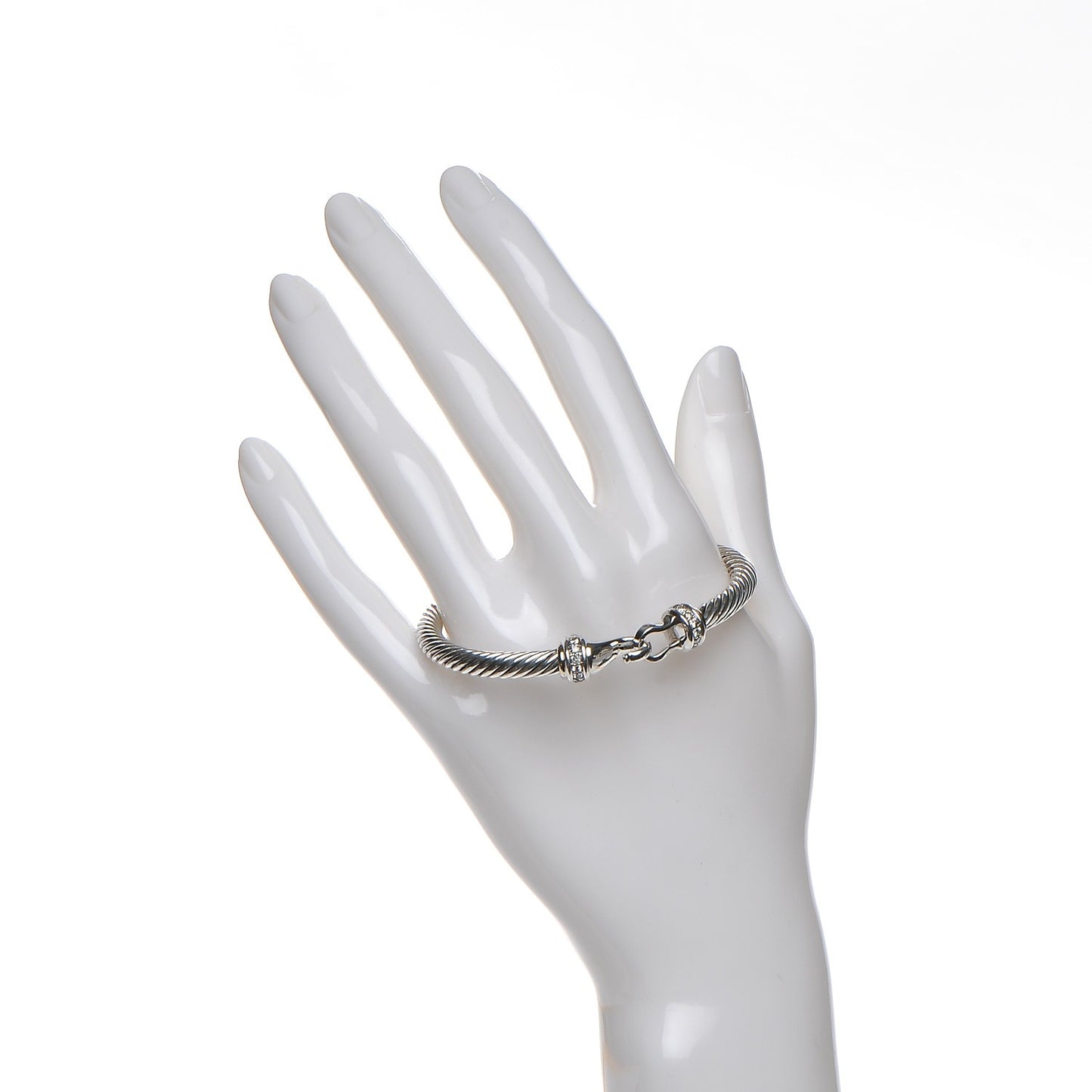 Sterling Silver Diamond 5mm Cable Buckle Bracelet