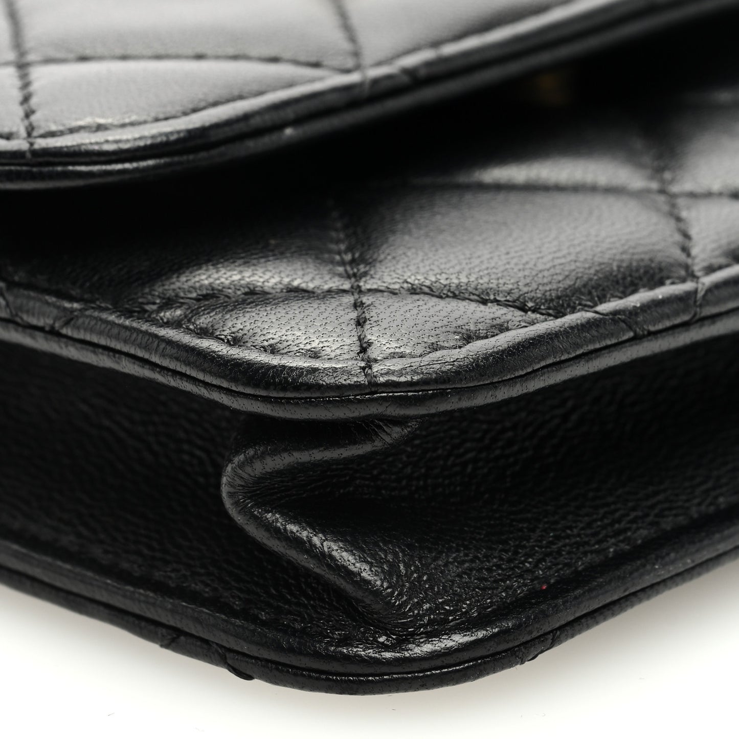 Lambskin Quilted Sweet Camellia Clutch With Chain Black