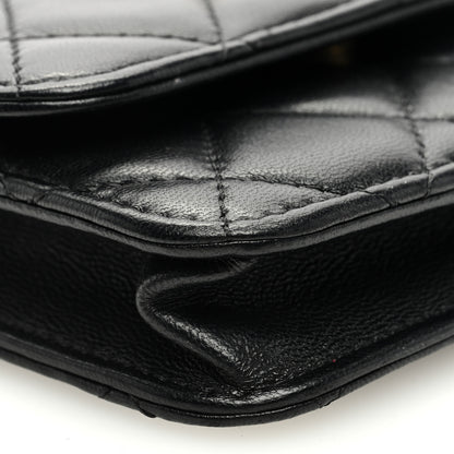 Chanel Lambskin Quilted Sweet Camellia Clutch With Chain Black 9 of 10