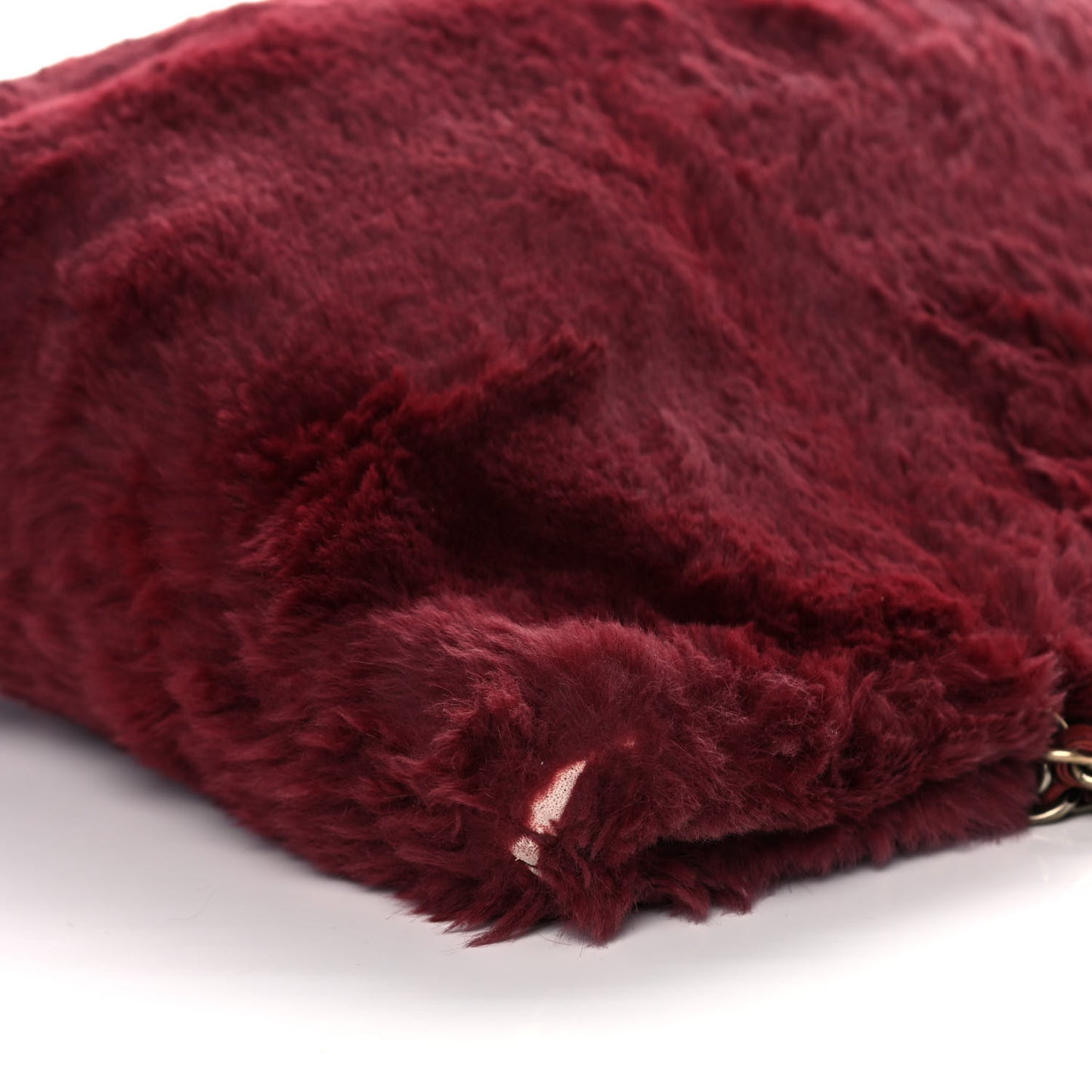 Rabbit Fur Shoulder Bag Burgundy