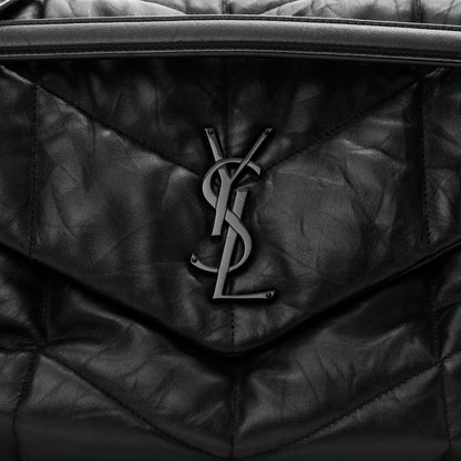 Saint Laurent Lambskin Quilted Monogram Monochrome Medium Loulou Puffer Chain Satchel Black 9 of 11
