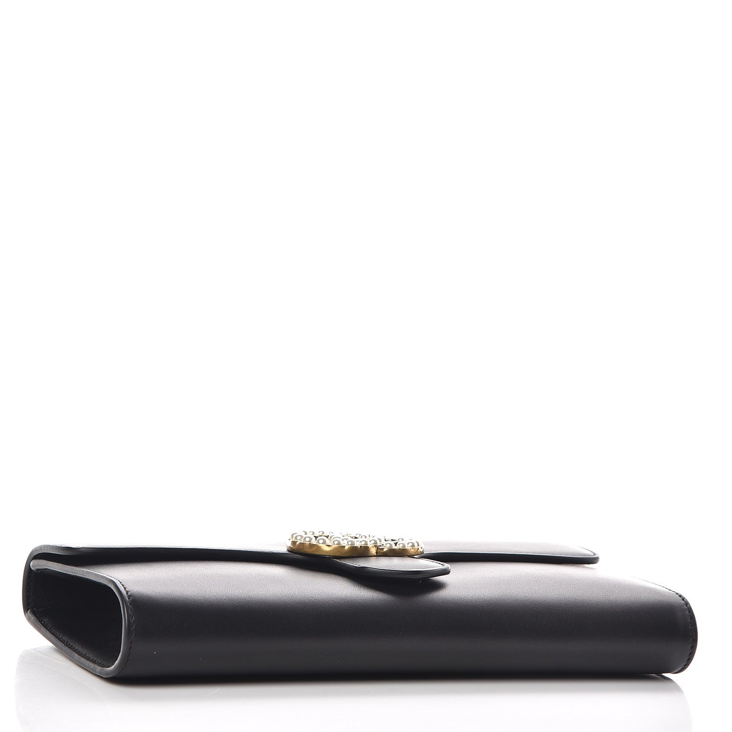 Calfskin Pearly GG Marmont Clutch Black