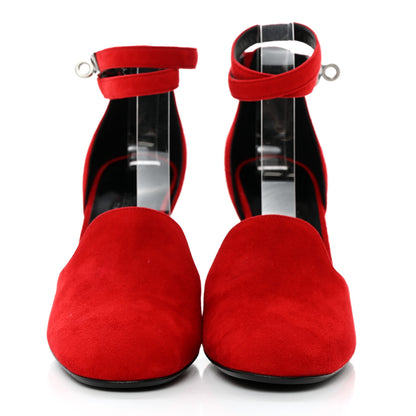 Hermes Suede Goatskin Lively Wedge Pumps 38 Piment 2 of 7