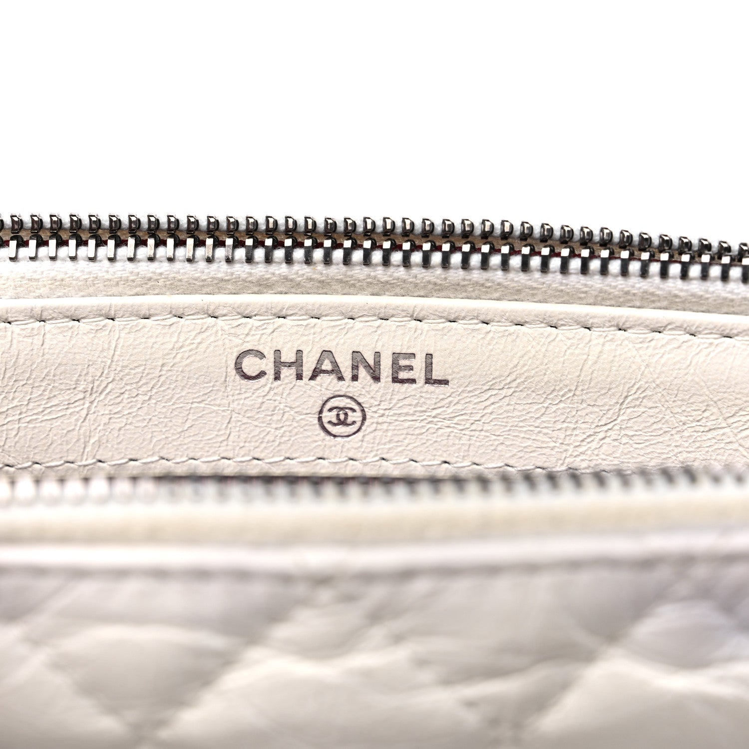 Chanel Aged Calfskin Quilted Small Gabrielle Clutch With Chain White Black 8 of 17