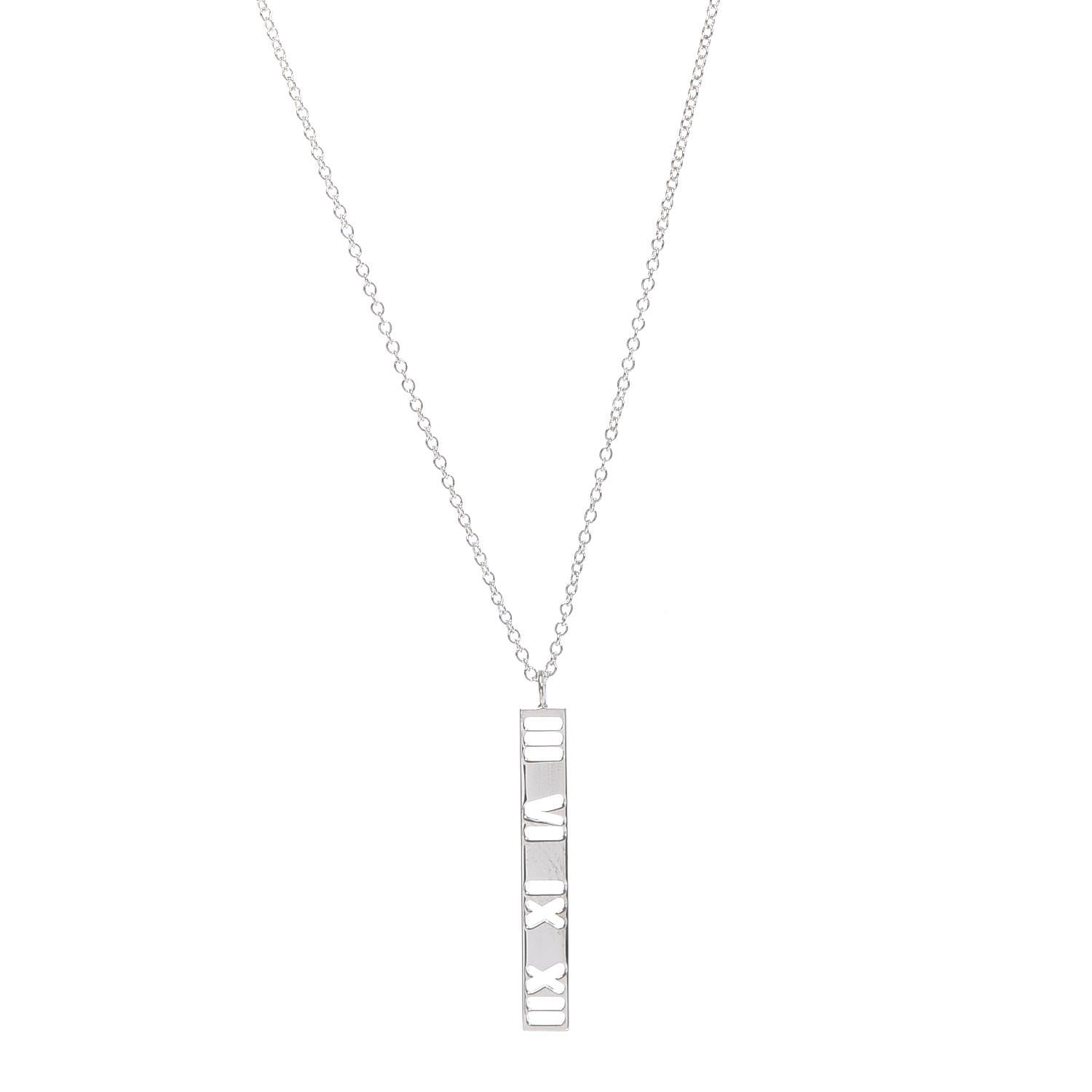 Tiffany Sterling Silver Atlas Bar Pendant Necklace 4 of 6