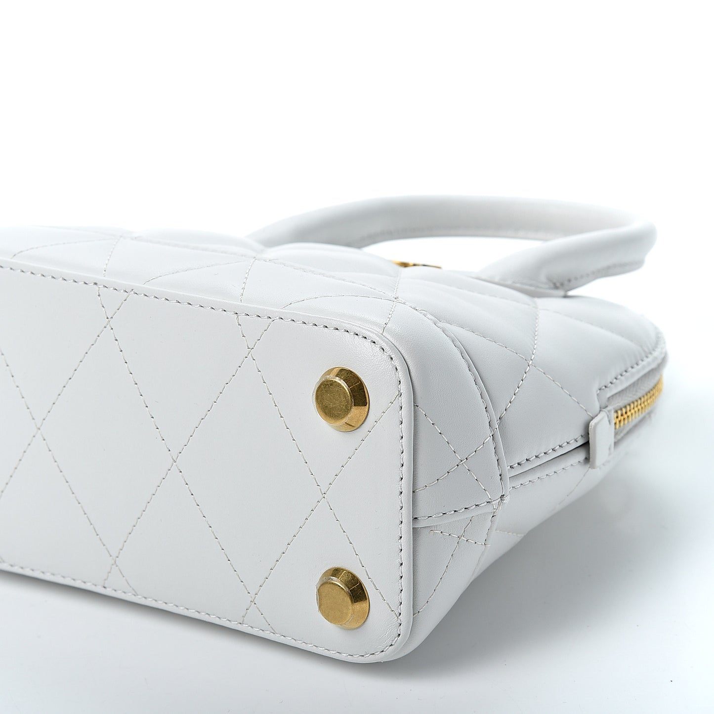 Nappa Calfskin Quilted XXS Ville Top Handle Bag White