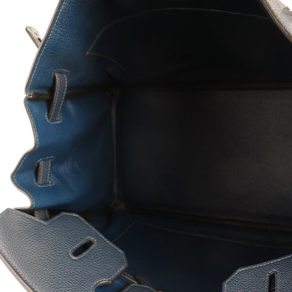 Hermes Taurillon Clemence Birkin 35 Bleu De Prusse 23 of 26