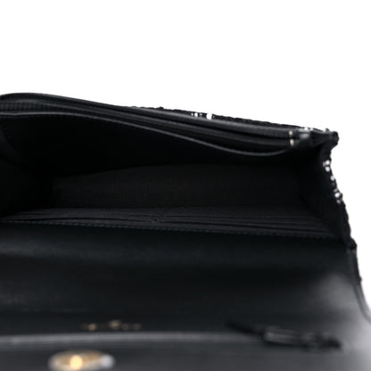 Chanel Tweed Quilted Chanel 19 Wallet On Chain WOC Black White 5 of 11