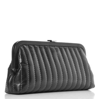 Chanel Lambskin Vertical Quilted Mademoiselle Clutch Dark Brown 3 of 8
