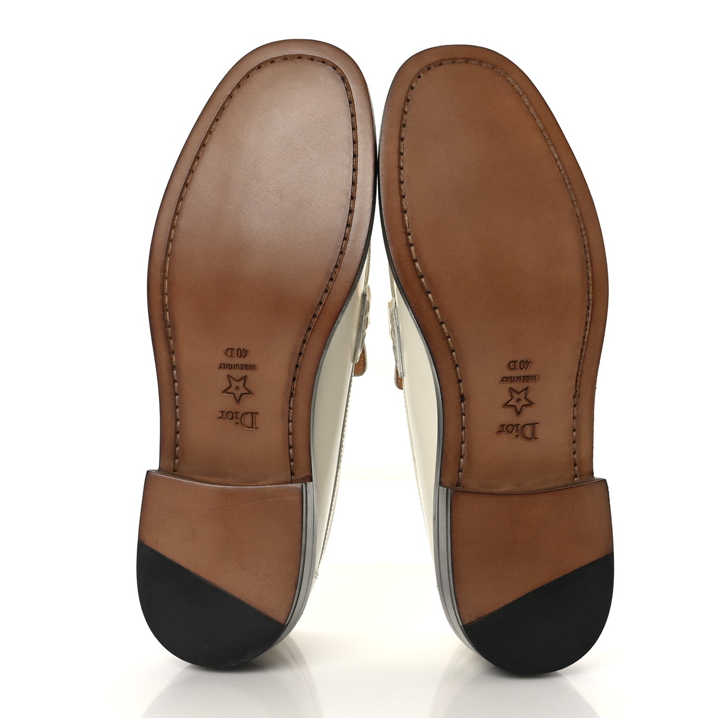 Brushed Calfskin Dior Code 15mm Loafers 40 Off White