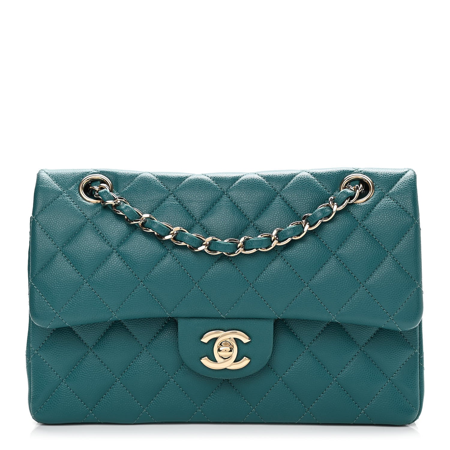 Chanel Caviar Quilted Small Double Flap Green 1 of 12