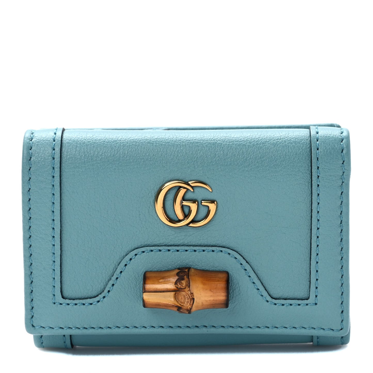 Wonka Grain Calfskin Diana Tri-Fold Wallet Dusty Azure