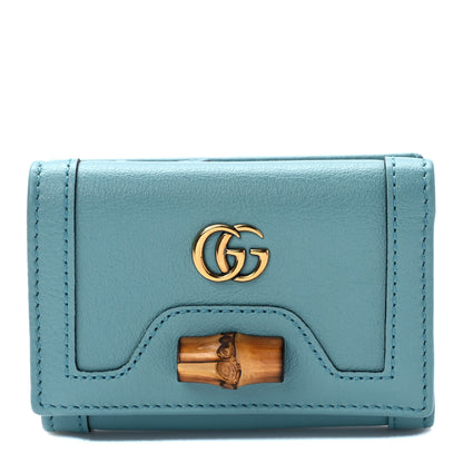 Gucci Wonka Grain Calfskin Diana Tri-Fold Wallet Dusty Azure 1 of 8
