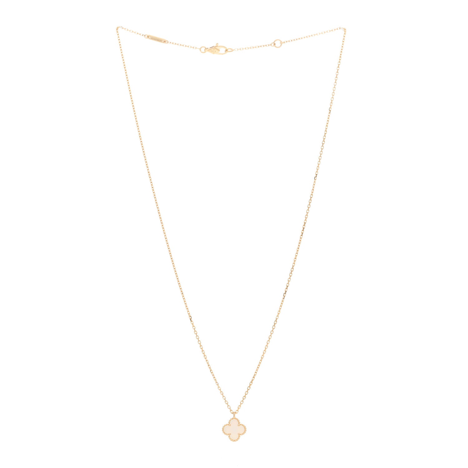 Van Cleef & Arpels 18K Yellow Gold Mother of Pearl Sweet Alhambra Pendant Necklace 2 of 5