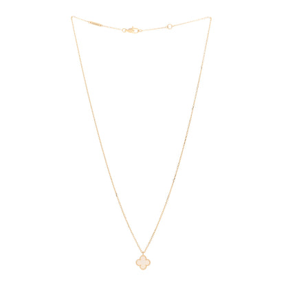 Van Cleef & Arpels 18K Yellow Gold Mother of Pearl Sweet Alhambra Pendant Necklace 2 of 5