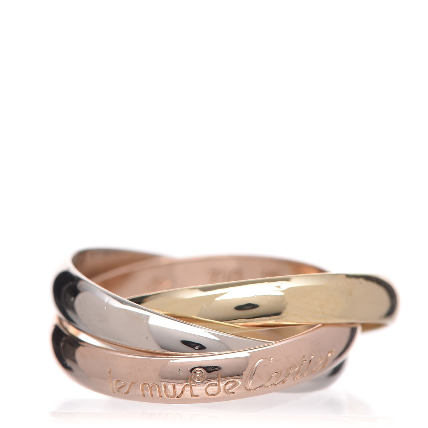 Cartier 18K Pink Yellow White Gold Small Les Must De Trinity Ring 55 7.25 1 of 5