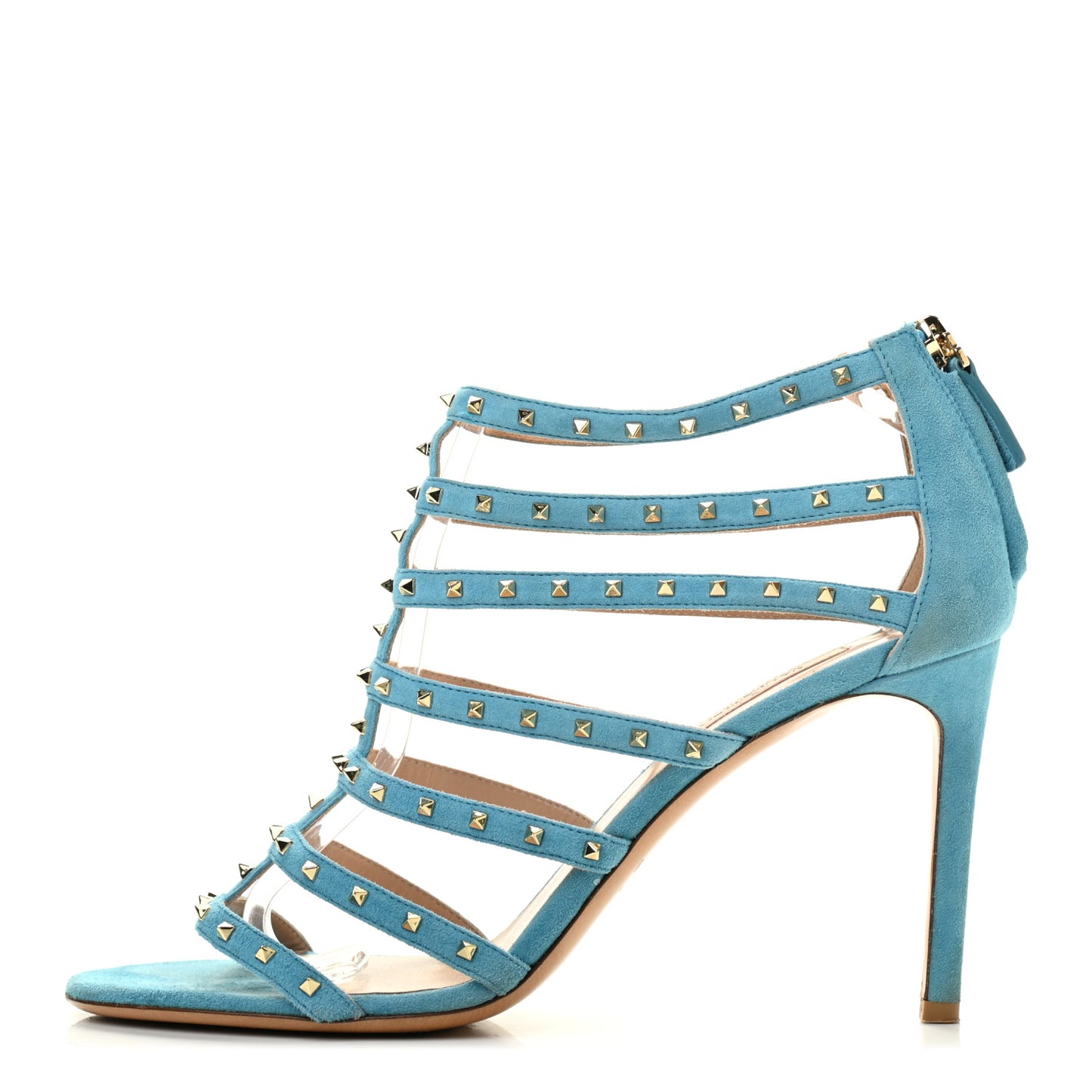 Suede Lovestud Caged 90mm Sandals 39 Cerulean