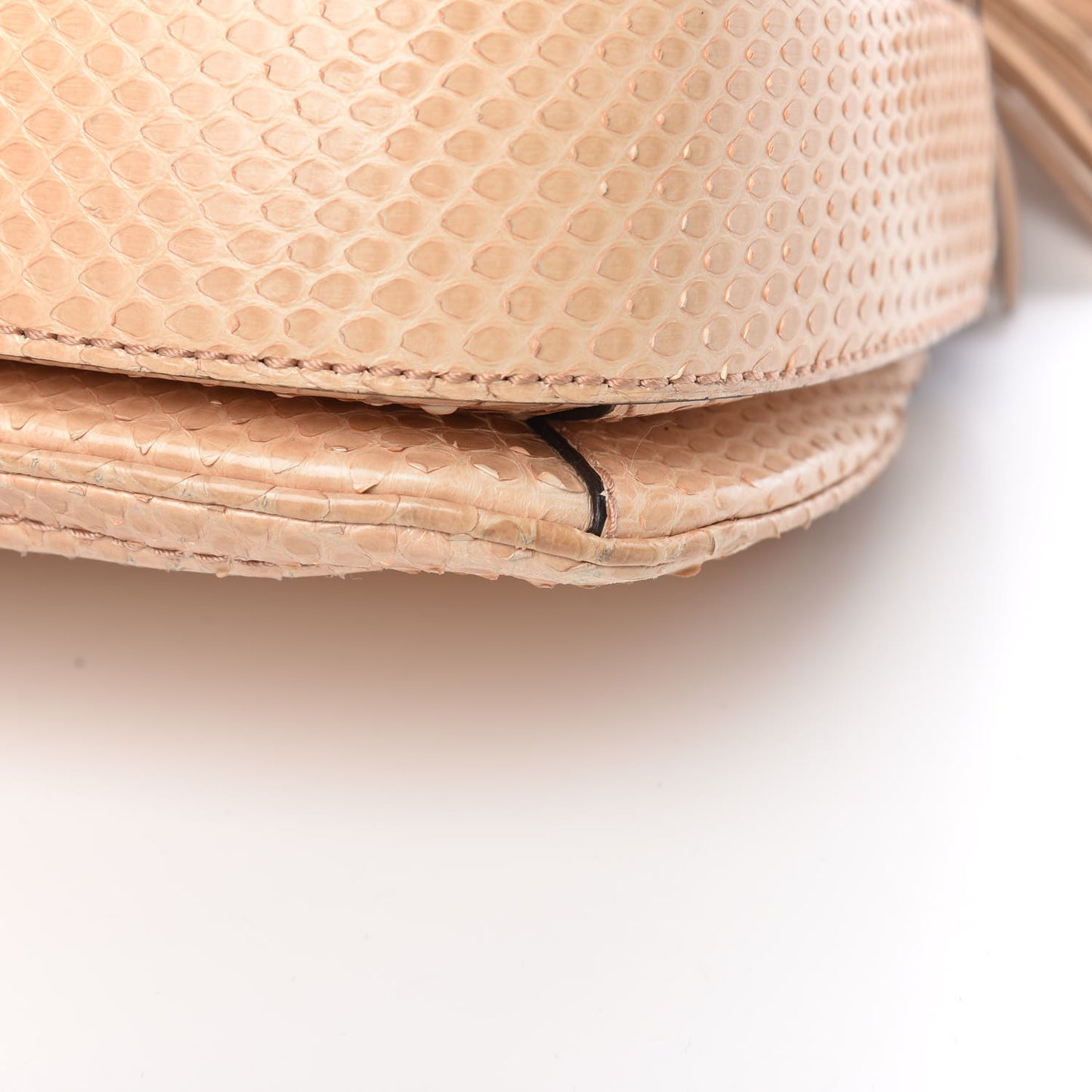 Python Small New Bamboo Top Handle Bag Beige