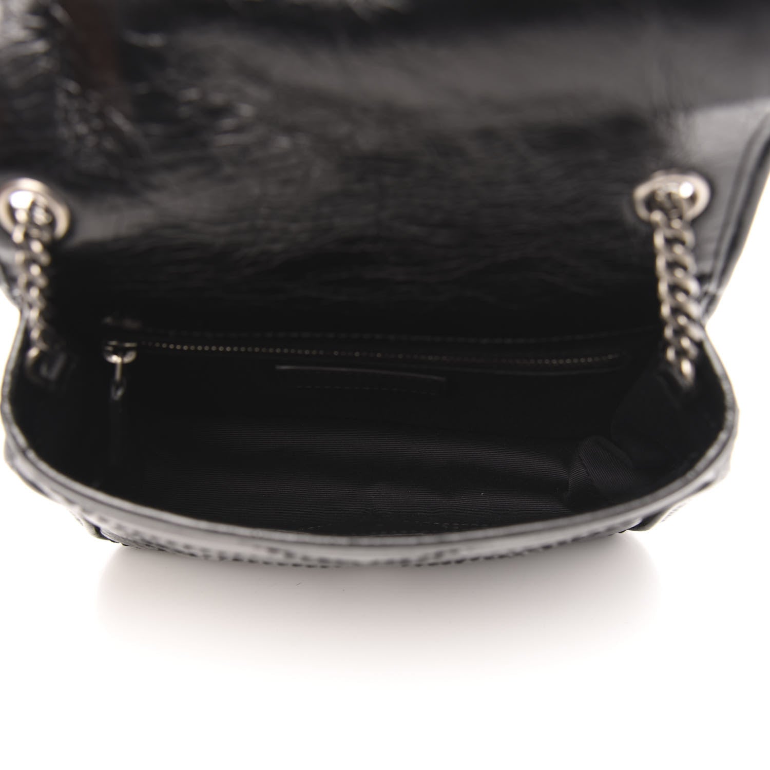 Saint Laurent Crinkled Calfskin Matelasse Monogram Niki Chain Wallet Black 4 of 9