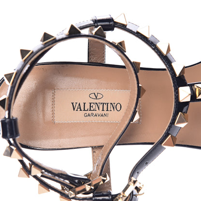 Valentino Garavani Patent Rockstud Ankle T-Strap 60mm Sandals 37.5 Dark Navy 6 of 10