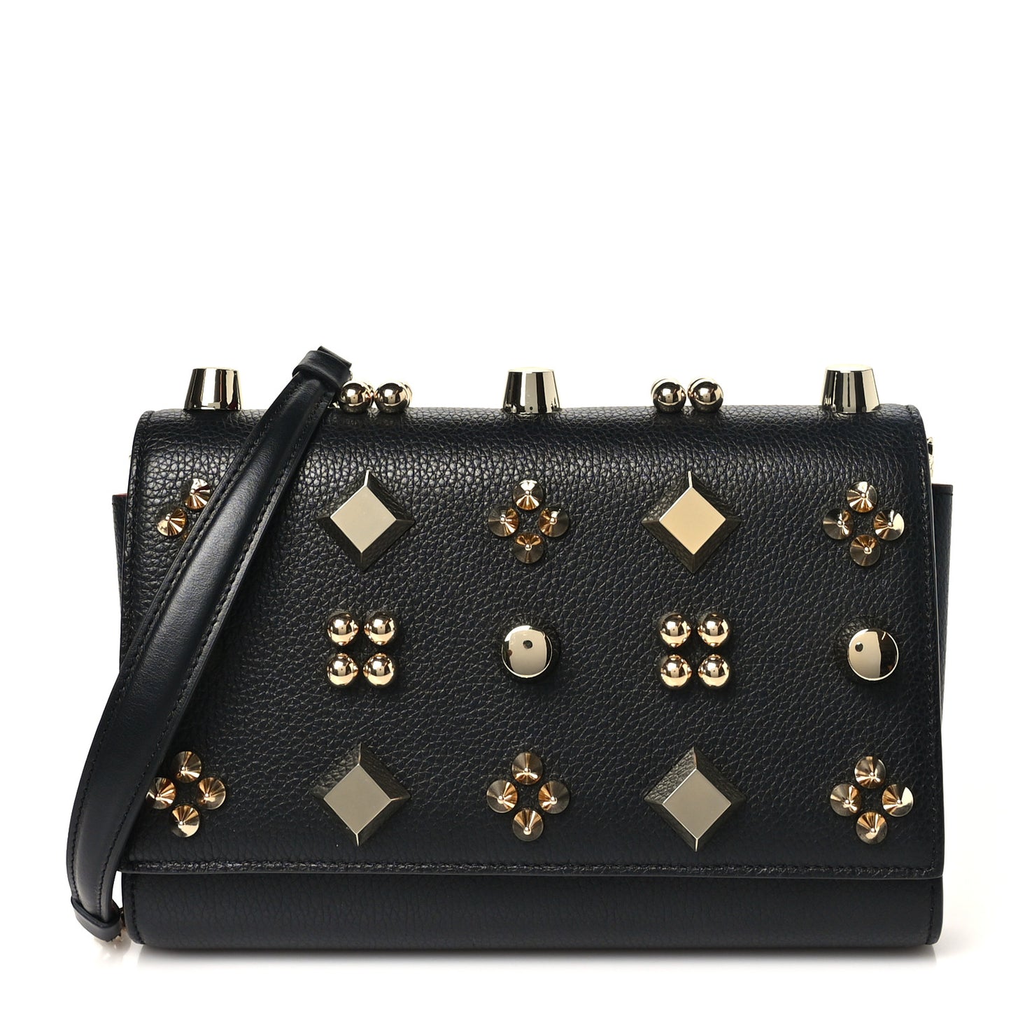 Calfskin Spikes Paloma Wallet On Chain Black