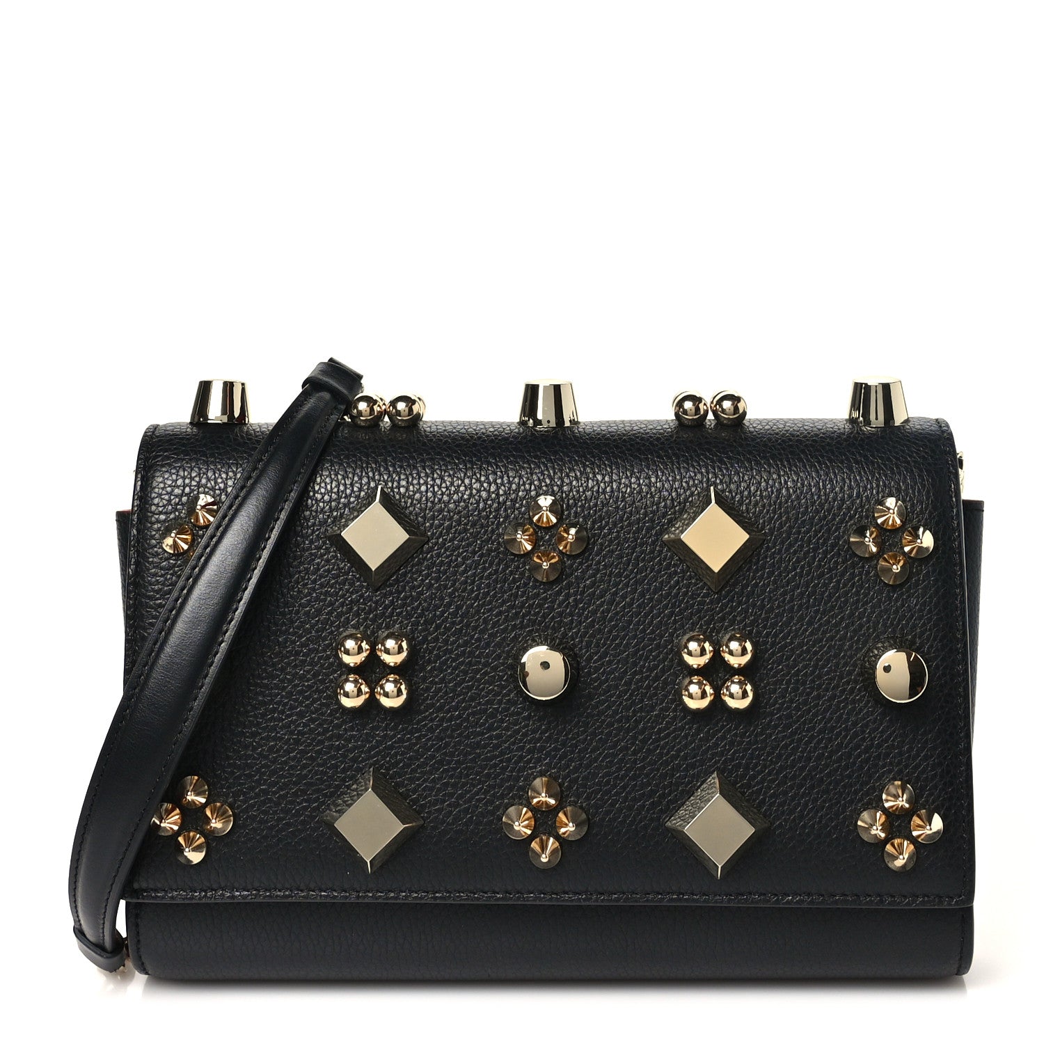 Christian Louboutin Calfskin Spikes Paloma Wallet On Chain Black 1 of 9