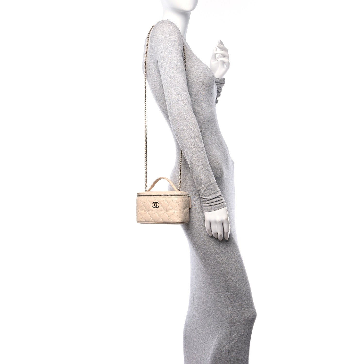 Chanel Caviar Quilted Trendy Handle Mini Vanity Light Beige 2 of 11