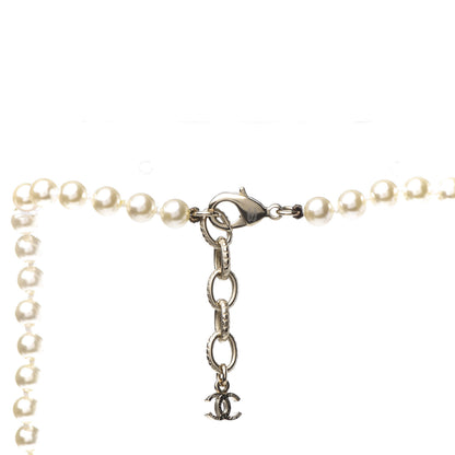 Chanel Graduated Pearl Crystal CC Long Necklace Gold Black 5 of 6