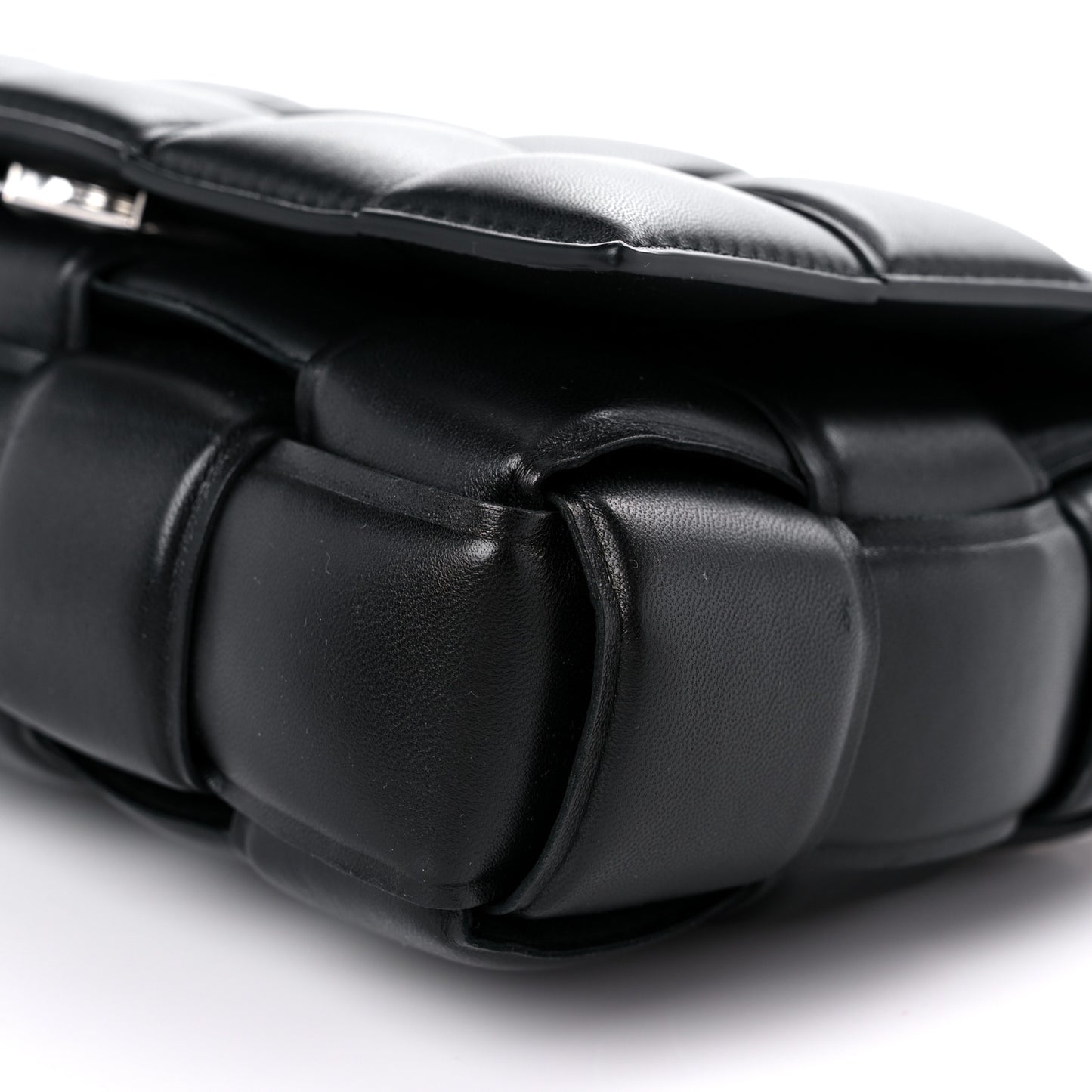 Lambskin Maxi Intreccio Padded Chain Cassette Crossbody Bag Black