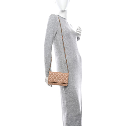Chanel Caviar Quilted Wallet On Chain WOC Beige 2 of 12