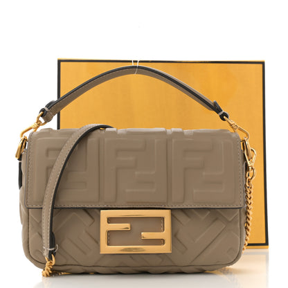 Fendi Nappa FF 1974 Embossed Mini Baguette Dove Gray 13 of 13