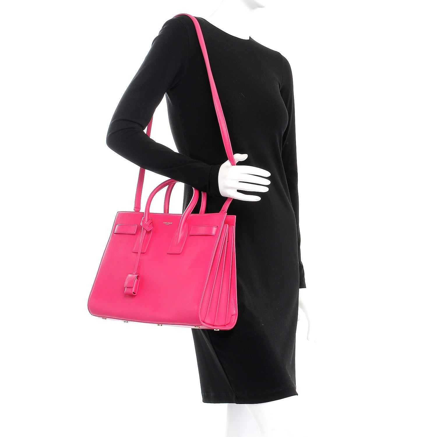 Saint Laurent Calfskin Small Sac De Jour Lipstick Fuchsia 2 of 11