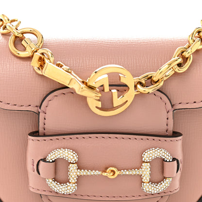 Gucci Azalea Calfskin Crystal GG Monogram Mini Horsebit 1955 Waist Bag Pink 8 of 10