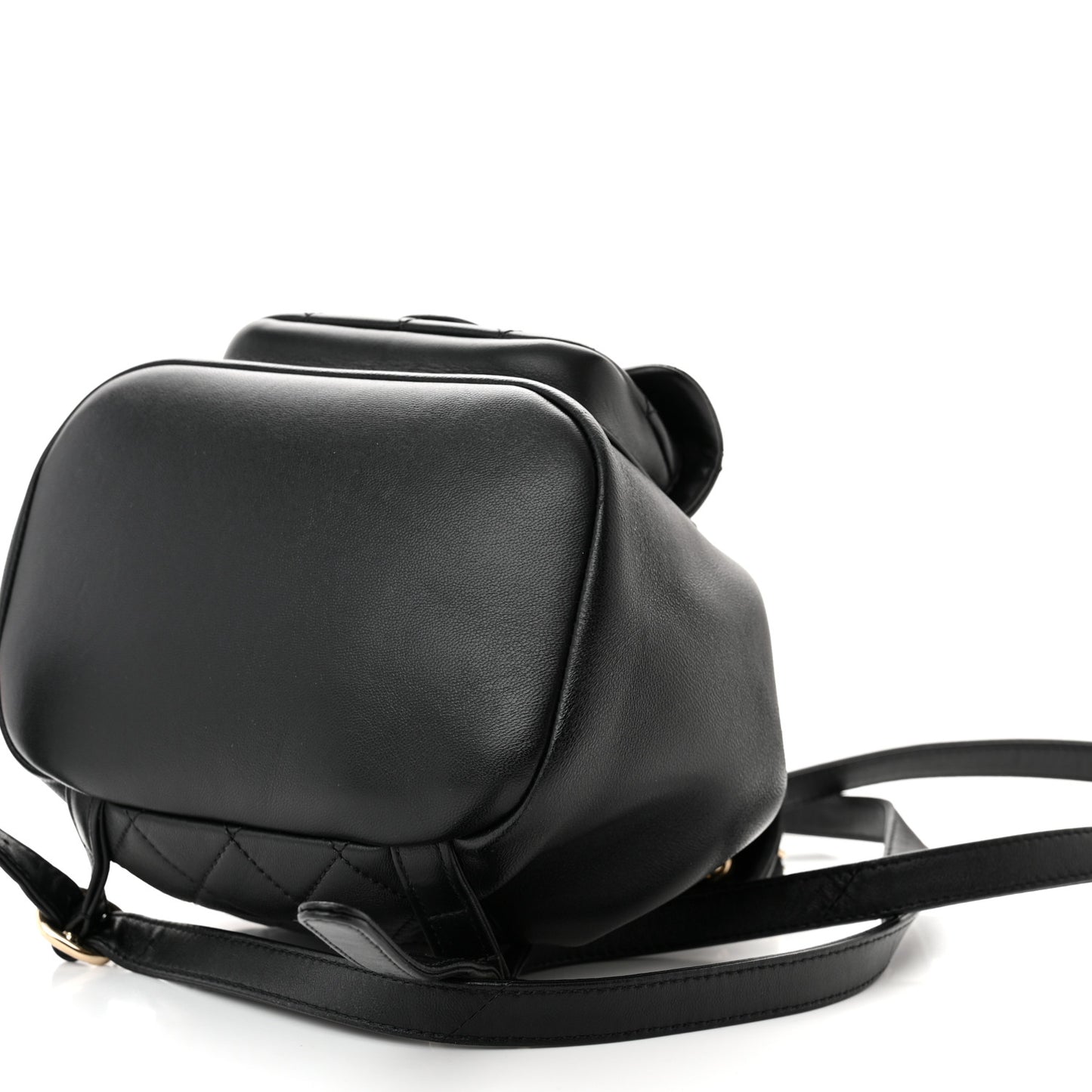 Lambskin Quilted Small Duma Drawstring Backpack Black