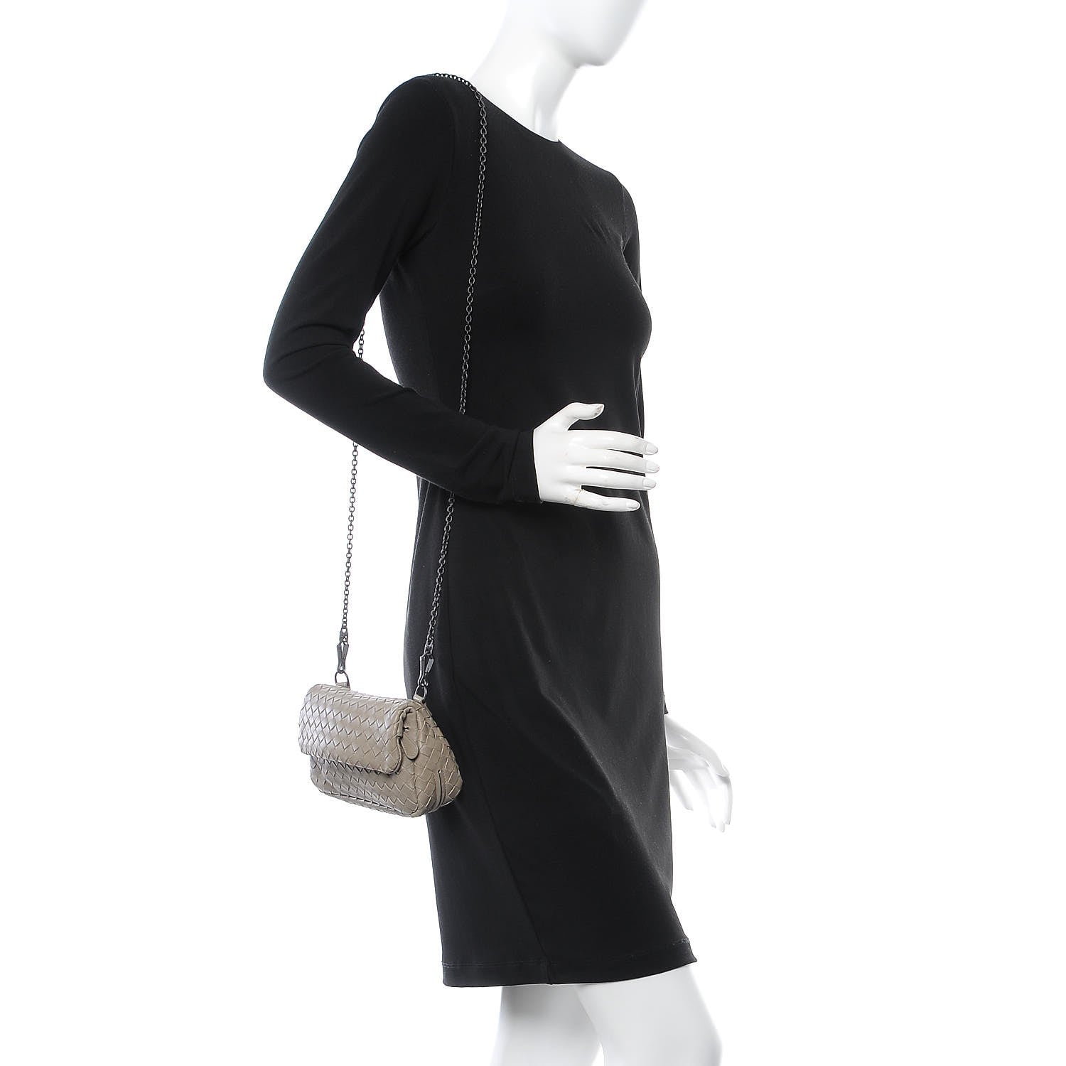 Bottega Veneta Nappa Intrecciato Mini Chain Messenger Fume 2 of 10
