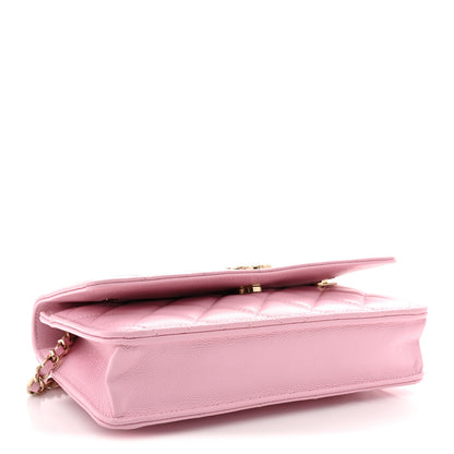 Chanel Caviar Quilted Textured CC Wallet on Chain WOC Light Pink 4 of 10