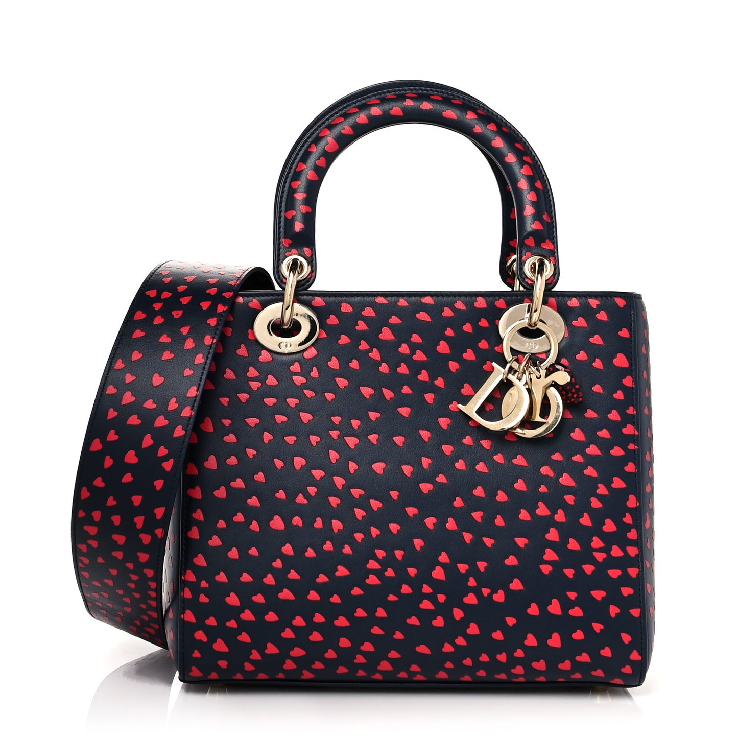 Calfskin I Love Paris Medium Lady Dior Navy Red