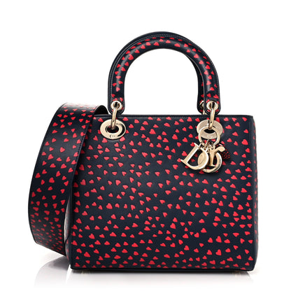 Christian Dior Calfskin I Love Paris Medium Lady Dior Navy Red 1 of 9