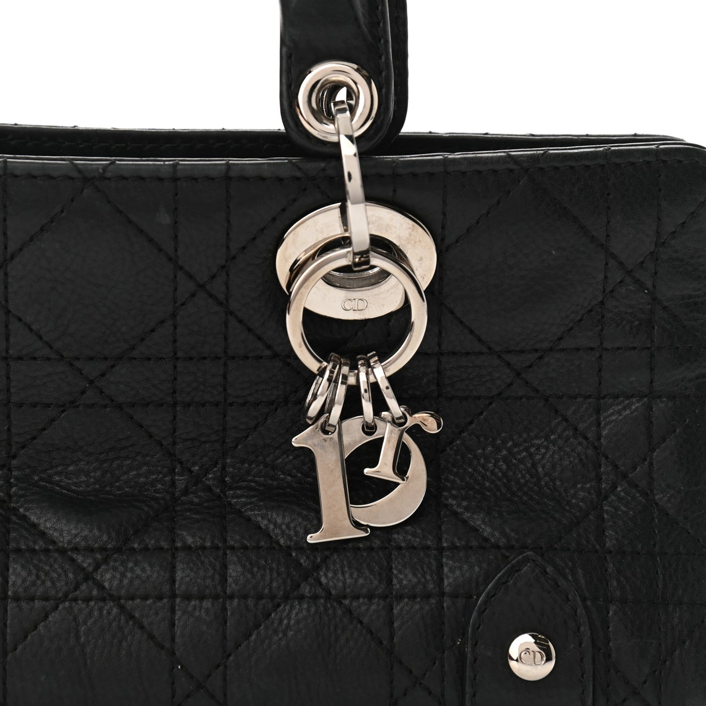 Calfskin Cannage Stitched Small Lady East West Lady Dior Black
