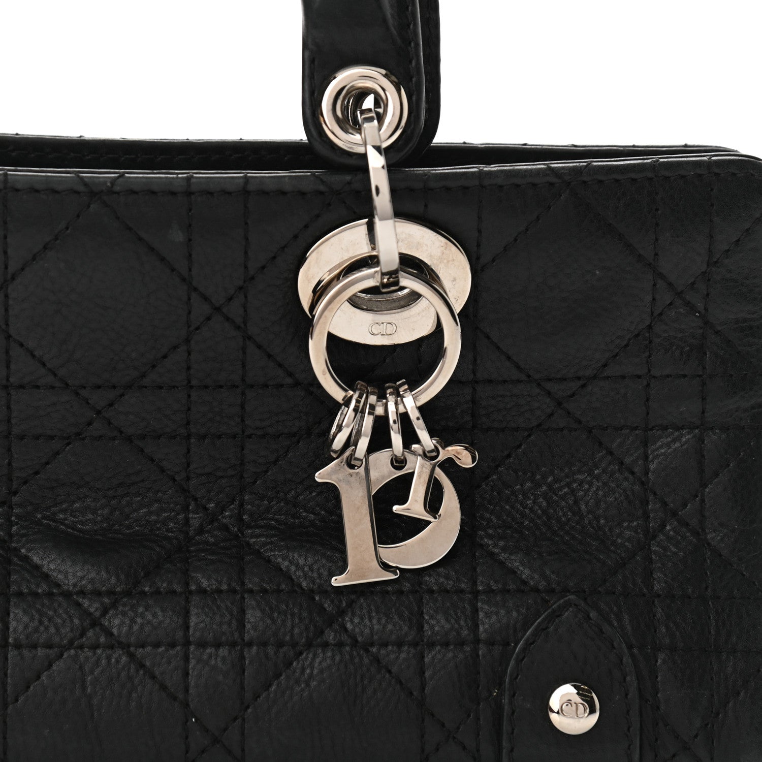 Christian Dior Calfskin Cannage Stitched Small Lady East West Lady Dior Black 8 of 13