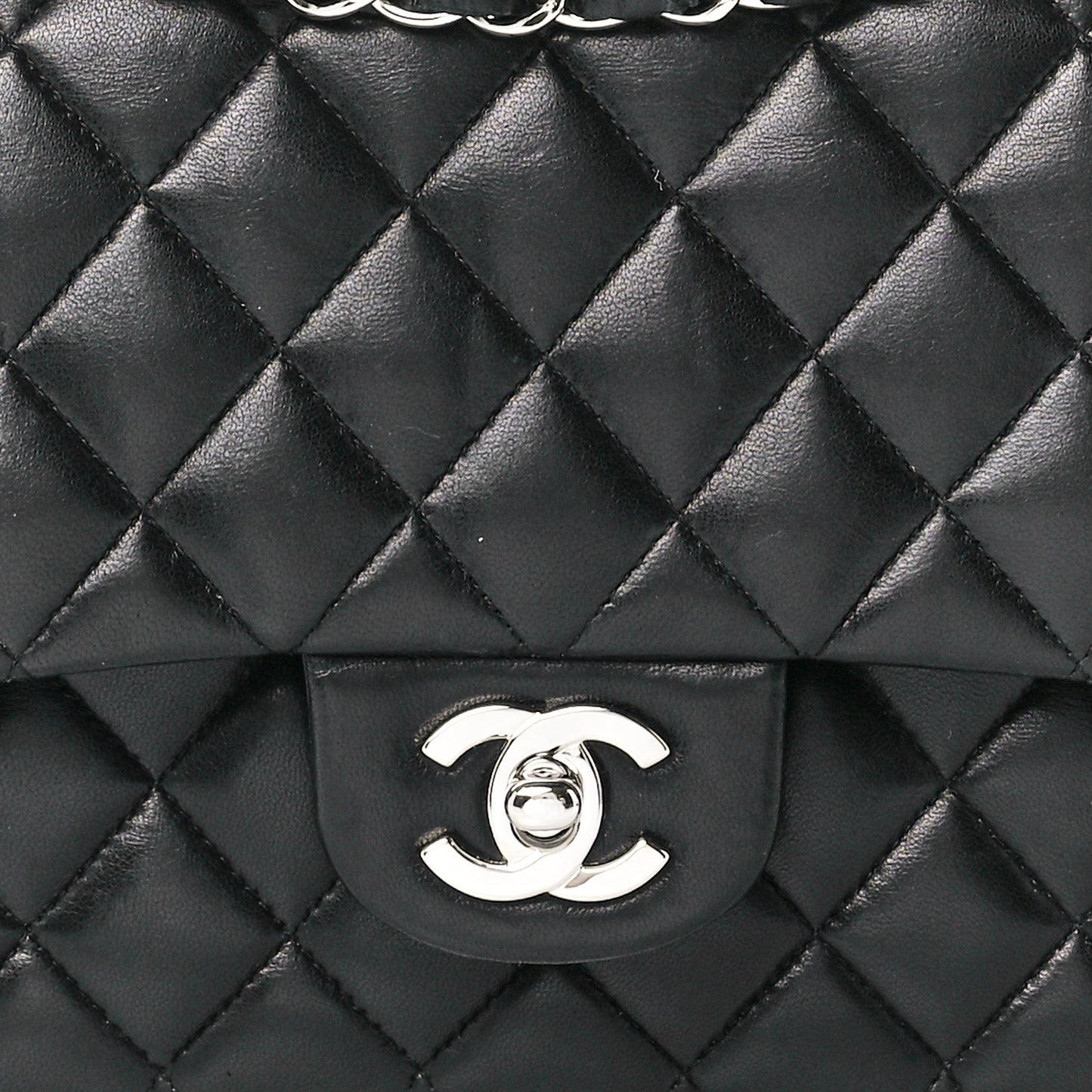 Lambskin Quilted Medium Double Flap Black