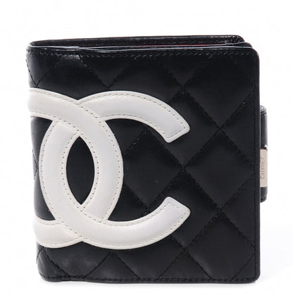 Chanel Calfskin Quilted Cambon Bi-Fold Wallet Black White 1 of 8