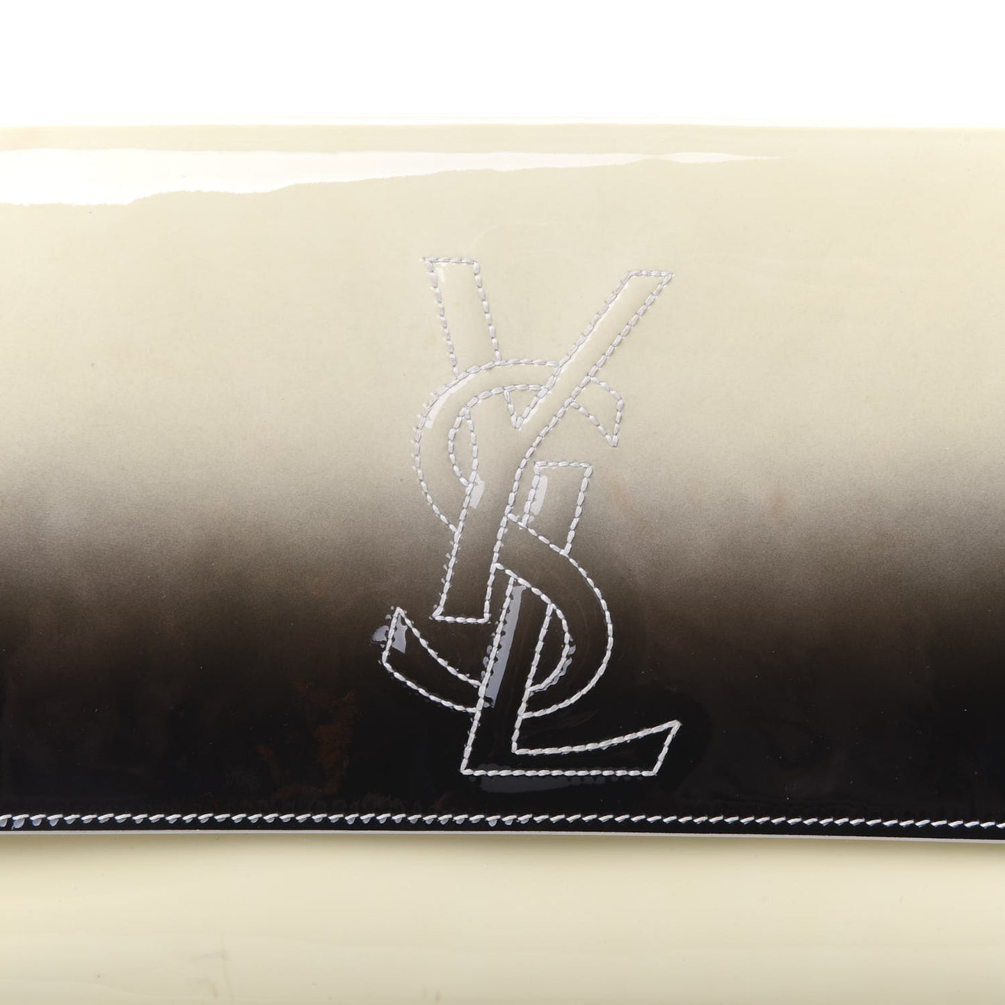 Patent Calfskin Ombre Monogram Large Belle De Jour Clutch Ivory Black