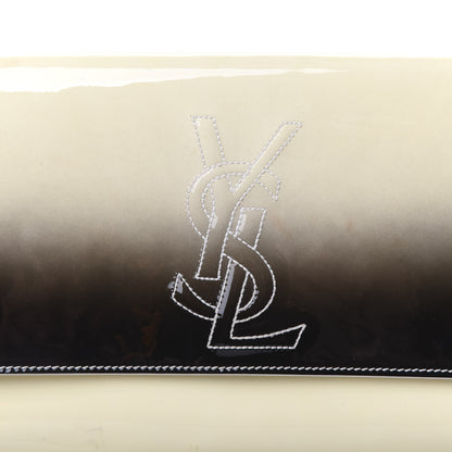 Saint Laurent Patent Calfskin Ombre Monogram Large Belle De Jour Clutch Ivory Black 8 of 9