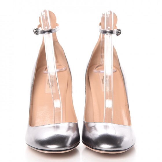 Valentino Garavani Patent Tan-Go Mary Jane 10mm Pumps 41 Silver 2 of 12