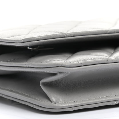 Chanel Lambskin Quilted Wallet On Chain WOC Grey 10 of 14